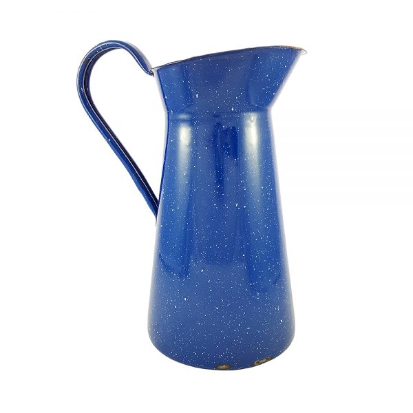 Kendinden desenli mavi vintage emaye sürahi Bluo. Ø 13cm, 2.5L kapasitesiyle retro bir vazo alternatifi! Retrozade - Vintage Retro Antika
