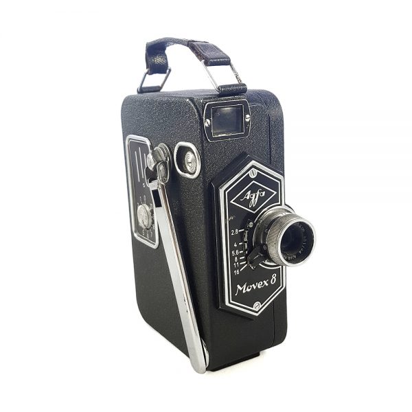 1937 ve sonrası Almanya üretimi Agfa Movex 8 8mm film kamerası. Agfa-Kine-Anastigmat 1:2.8/1.2 cm, aperture: 2.8'den 16'ya. Retrozade - Vintage Retro Antika