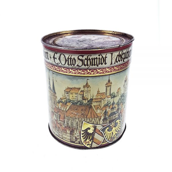 Eski teneke kutu Nürnberg, şehre dair çizimleriyle renkli ve oldukça eski bir teneke kutu! Tam koleksiyonluk! Retrozade - Vintage Retro Antika