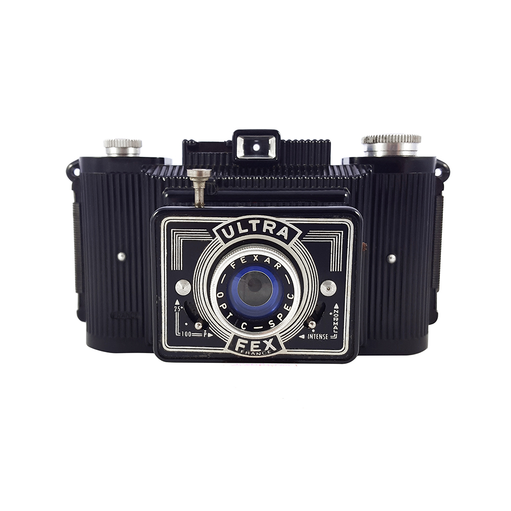 Fex Indo Ultra-Fex 1946-1966 üretimi, 6X9 format bakalit fotoğraf makinesi, orijinal deri çantasıyla (120 roll film) Retrozade Vintage • Retro • Antika