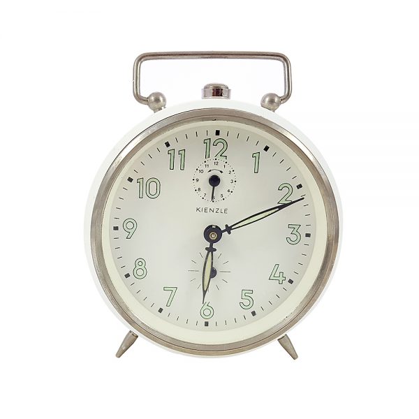 Kienzle çalar saat Alman yapımı, çalışır durumda, beyaz, gümüş çerçeveli, ve kurmalı çalar saat! Retrozade - Vintage • Retro • Antika