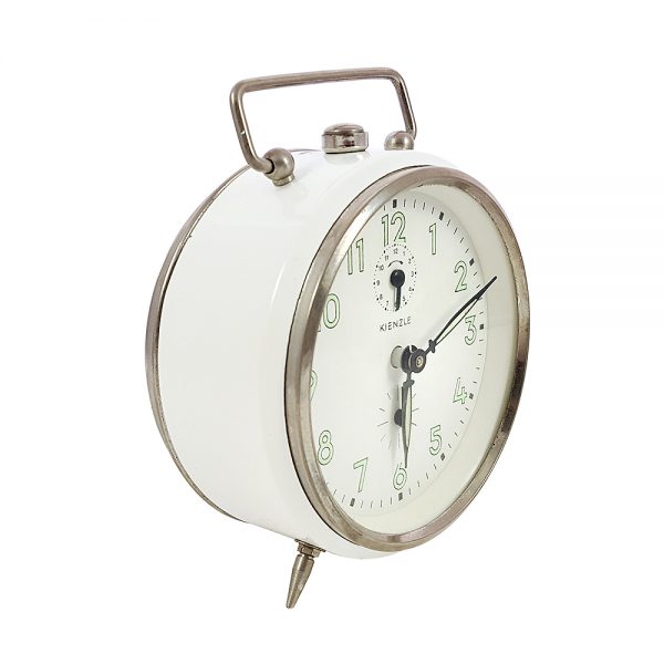 Kienzle çalar saat Alman yapımı, çalışır durumda, beyaz, gümüş çerçeveli, ve kurmalı çalar saat! Retrozade - Vintage • Retro • Antika