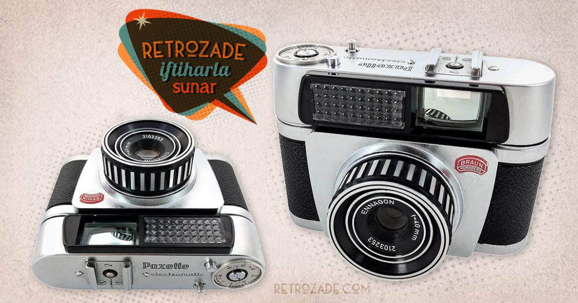 Braun Paxette Electromatic 35mm fotoğraf makinesi, 1959 Alman üretimi, orijinal deri çantasıyla, mükemmel kondisyonda! Retrozade - Vintage • Retro • Antika