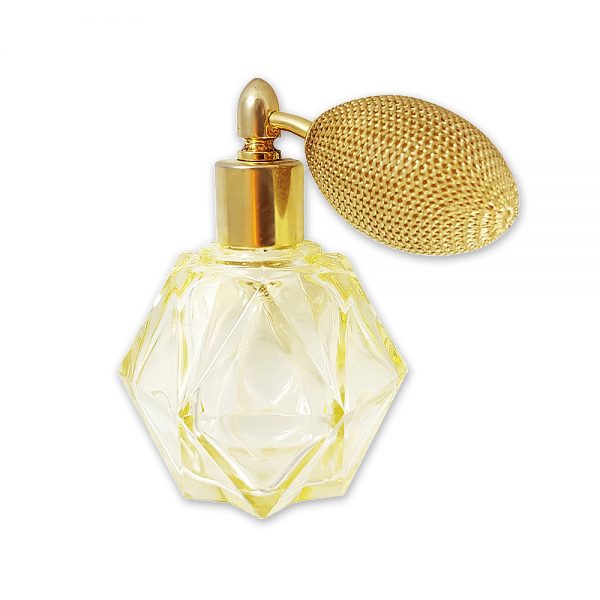 Kristal parfüm şişesi Sole; sarı atomizerıyla retroseverlere çok nostaljik, gerçek kesme kristal, pompalı parfüm atomizer! ✨Retrozade✨Vintage • Retro • Antika