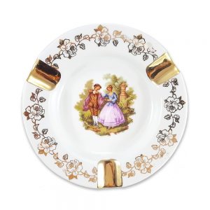 Limoges kül tablası Fragonard; damgalı Fransız porseleni, altın boyama çiçeklerle bezeli! Fragonard desenli küllük, zevk sahibi tiryakilere! ✨Retrozade✨Vintage • Retro • Antika